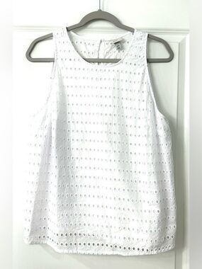 a new day White Eyelet Sleeveless Tank Fully Lined Top